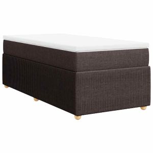 vidaXL cama box spring con colchón tela marrón oscuro 90x200 cm