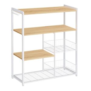 Estante de cocina independiente con 2 cestas metálicas 35