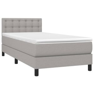 vidaXL cama box spring con colchón tela gris claro 100x200 cm