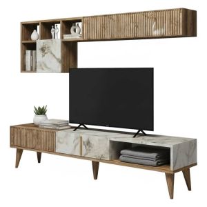 Parete modular ostro, componible, en madera marrón nogal