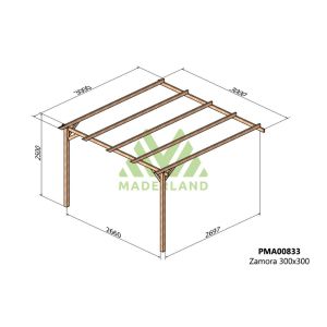 Pérgola de madera maciza adosada - zamora ad. 300x300cm (maderland)
