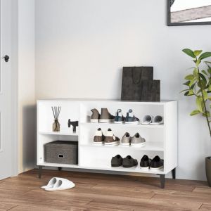 Mueble zapatero madera contrachapada blanco brillo 102x36x60 cm esxt9774