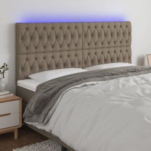 Cabecero con luces LED tela gris taupe 180x7x118/128 cm eerf6412