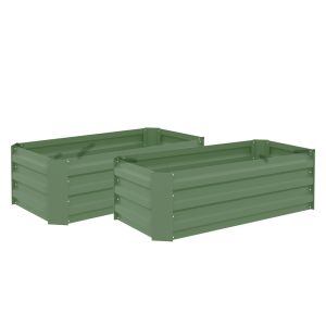 Jardineras exterior grande 100x50x30 cm acero galvanizado color verde