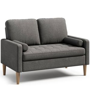 Sofá moderno 2 plazas lino gris - 121 x 76 x 87 cm