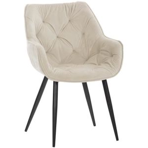 Silla moderna tanna de terciopelo - crema - 1 ud.