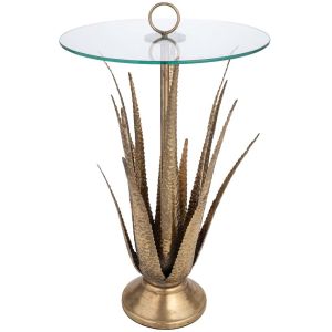 Mesa auxiliar de metal dorada 50x50x85 cm