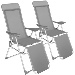 Set 2 sillas de jardín plegables de aluminio y ajustables, gris