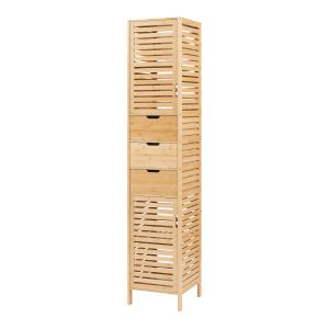 Armario alto de baño Boksereys 180x35x35 cm bambú [en.casa]