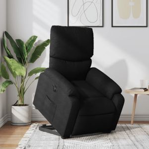 Sillón eléctrico reclinable elevable de tela negro qweo5455