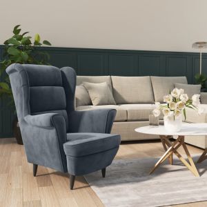 Sillón de terciopelo gris oscuro es7673