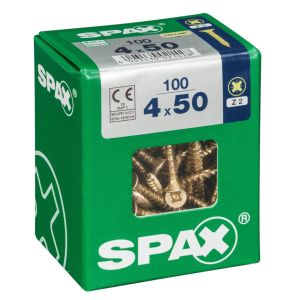 Caja 100uds. Tornillo madera spax cab. Plana yellox 4,0x50mm