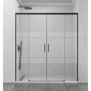 Mampara basic spazio 2 puertas + 2 fijos serigrafiado negro 170 cm