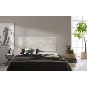 Cabecero 160 rombos tela antimanchas 162x57x5cm blanco roto