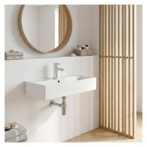 Lavabo rectangular de cerámica blanca zoe 65x31cm