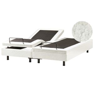 Cama ajustable sin cabecero bouclé duke 180 x 200 cm blanco crema