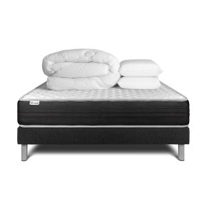 Pack cama completa - colchón 140x200cm + somier con láminas (kit) + 2 almoh