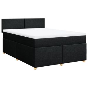 vidaXL cama box spring con colchón tela negro 160x200 cm