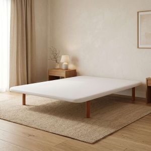 Base tapizada 90x190 pikolin blanco +4 patas + montaje incluido