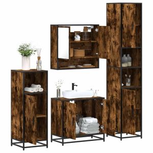 Set de muebles baño 4 pzas madera contrachapada roble ahumado esb9135