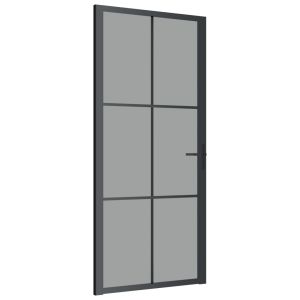 vidaXL puerta interior vidrio egs y aluminio negro 93x201,5 cm