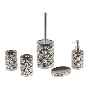 Conjunto de 5 accesorios de baño tirua cerámica plateado
