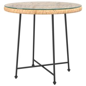 vidaXL mesa de comedor de vidrio templado y acero ø80 cm