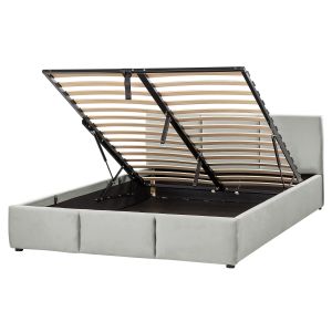 Cama con almacenaje bousse terciopelo gris claro 160 x 200 cm