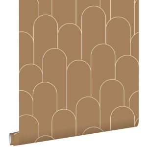Estahome papel pintado arte deco rojo barro cocido 50 x 900 cm
