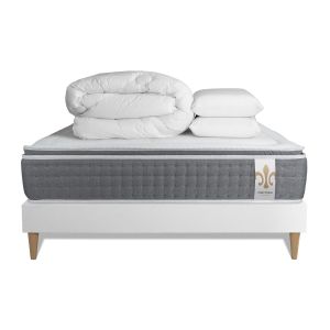 Pack cama completa - colchón 180x200cm + somier con láminas (kit) + 2 almoh