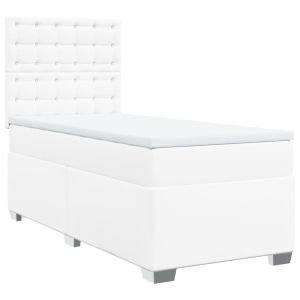 vidaXL cama box spring con colchón cuero sintético blanco 90x190 cm