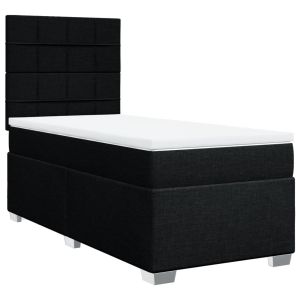 vidaXL cama box spring con colchón tela negro 90x190 cm