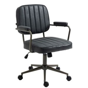 Silla de oficina retro - similpiel negra - 1 ud.