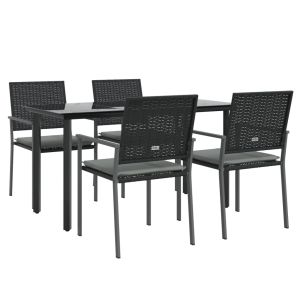 vidaXL juego comedor jardín 5 piezas y cojines ratán sintético y acero