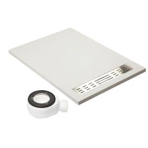 Plato de ducha premium blanco - 100x140cm - resina con cargas minerales
