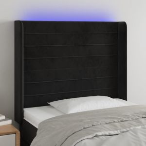 Cabecero con LED de terciopelo negro 103x16x118/128 cm eso4999