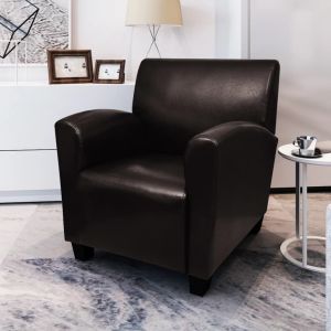 Sillón de cuero artificial marrón oscuro qweo9296