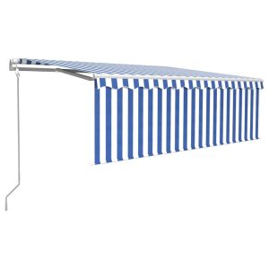 vidaXL toldo automático persiana LED sensor viento azul blanco 4,5x3 m
