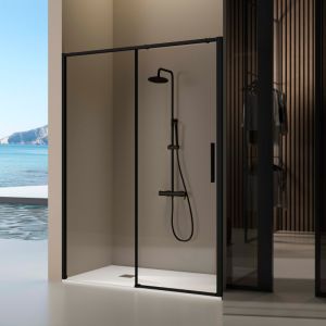 Mampara frontal serie delta - negro mate -  135-137.6 cm - reversible
