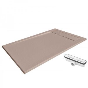 Plato de ducha de resina moka  - 70x170cm - mod. Ambiente válvula + tapa