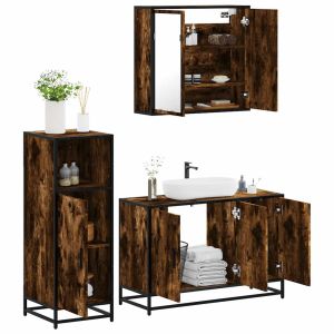 Set de muebles baño 3 pzas madera contrachapada roble ahumado esb1232