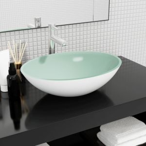 Lavabo de vidrio blanco 50x37x14 cm es9717