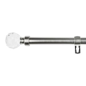 Barra de acero extensible y decorativa (plata, 160-310cm bola cristal)