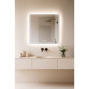 Espejo de baño line conect 80 x 80, app, antivaho y bluetooth
