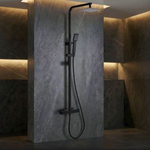 Imex - columna ducha termostática con grifo negro serie vigo