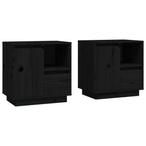 Casa lúmina - set  de 2 mesita de noche negro madeira  50 x 34 x 50 cm