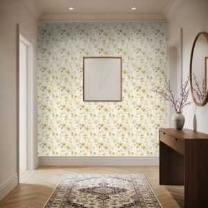 Papel floral clásico flores silvestres color beige oro 60cm por 300cm