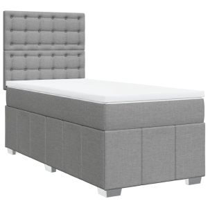 vidaXL cama box spring con colchón tela gris claro 90x200 cm