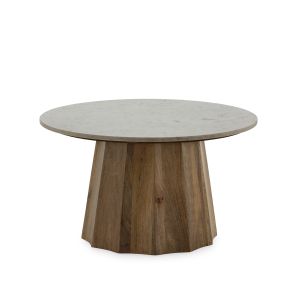 Mesa de centro 80x80x45 marmol blanco, madera nogal