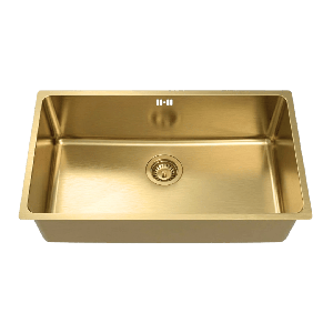 Inoxa fregadero 1 cubeta grande 76x44 en acero inoxidable oro cepillado